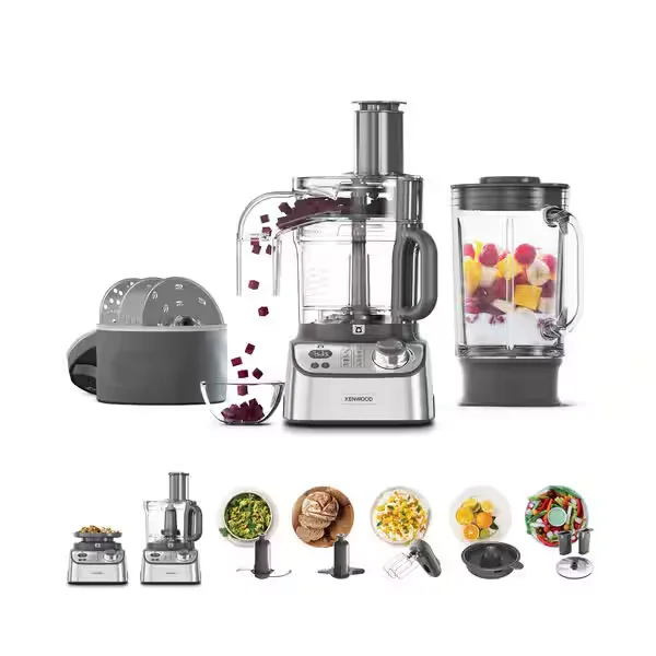 Kenwood MultiPro Express Weigh Plus FDM71.960SS med skål och glasblender
